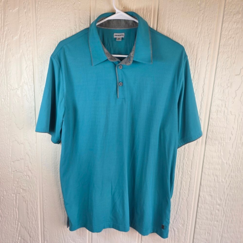 Ashworth Turquoise Polo Shirt for Men, Size Medium